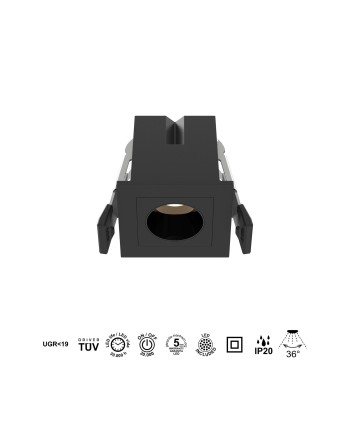 BLAU * FOCO EMPOTRAR 1L 3W 3000K NEGRO